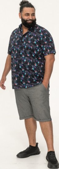 D555 Farnborough Short Sleeve Guitar AOP Shirt With Hidden Button Down Black - Skjorter - Store skjorter - 2XL-8XL
