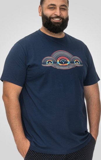 D555 Cheltenham Record With Reflection Printed T-shirt French Navy - T-skjorter - Store T-skjorter - 2XL-14XL