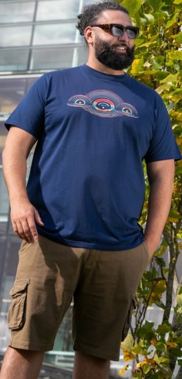 D555 Cheltenham Record With Reflection Printed T-shirt French Navy - T-skjorter - Store T-skjorter - 2XL-14XL