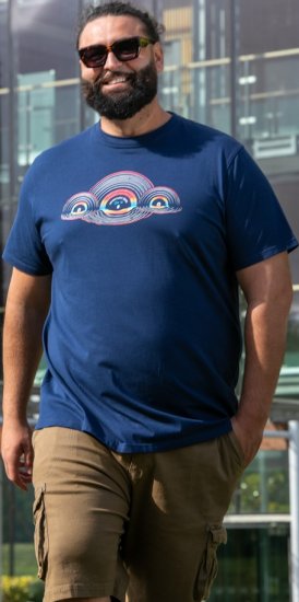 D555 Cheltenham Record With Reflection Printed T-shirt French Navy - T-skjorter - Store T-skjorter - 2XL-14XL