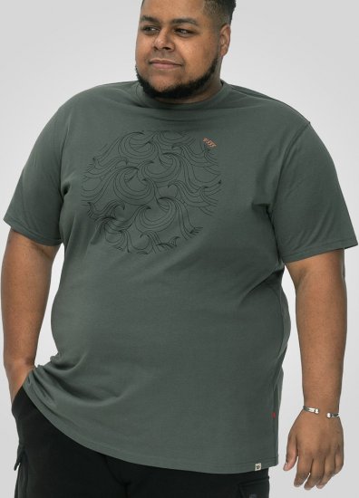 D555 Poole Circle Wave Printed Crew Neck T-shirt Khaki - T-skjorter - Store T-skjorter - 2XL-14XL