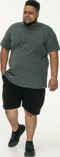 D555 Poole Circle Wave Printed Crew Neck T-shirt Khaki - T-skjorter - Store T-skjorter - 2XL-14XL