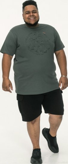 D555 Poole Circle Wave Printed Crew Neck T-shirt Khaki - T-skjorter - Store T-skjorter - 2XL-14XL