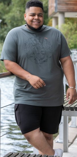 D555 Poole Circle Wave Printed Crew Neck T-shirt Khaki - T-skjorter - Store T-skjorter - 2XL-14XL