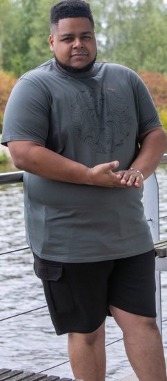 D555 Poole Circle Wave Printed Crew Neck T-shirt Khaki - T-skjorter - Store T-skjorter - 2XL-14XL