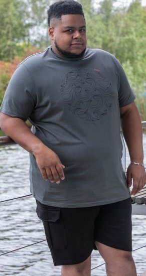 D555 Poole Circle Wave Printed Crew Neck T-shirt Khaki - T-skjorter - Store T-skjorter - 2XL-14XL