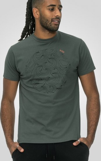 D555 Poole Circle Wave Printed Crew Neck T-shirt Khaki - T-skjorter - Store T-skjorter - 2XL-14XL