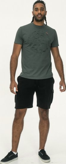 D555 Poole Circle Wave Printed Crew Neck T-shirt Khaki - T-skjorter - Store T-skjorter - 2XL-14XL