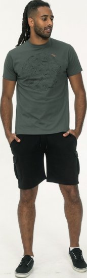 D555 Poole Circle Wave Printed Crew Neck T-shirt Khaki - T-skjorter - Store T-skjorter - 2XL-14XL