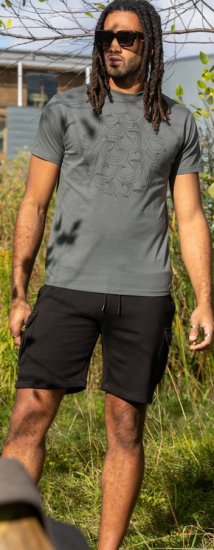 D555 Poole Circle Wave Printed Crew Neck T-shirt Khaki - T-skjorter - Store T-skjorter - 2XL-14XL