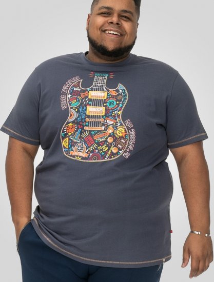 D555 Stockport Multi Coloured Guitar Printed T-Shirt Denim - T-skjorter - Store T-skjorter - 2XL-14XL