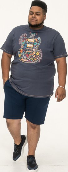 D555 Stockport Multi Coloured Guitar Printed T-Shirt Denim - T-skjorter - Store T-skjorter - 2XL-14XL