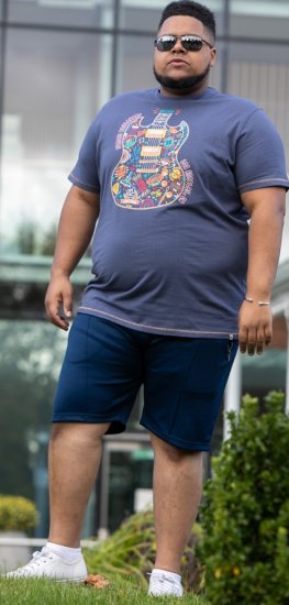 D555 Stockport Multi Coloured Guitar Printed T-Shirt Denim - T-skjorter - Store T-skjorter - 2XL-14XL