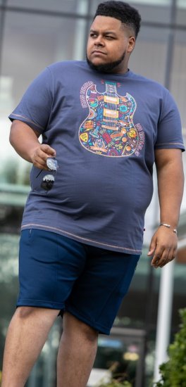 D555 Stockport Multi Coloured Guitar Printed T-Shirt Denim - T-skjorter - Store T-skjorter - 2XL-14XL