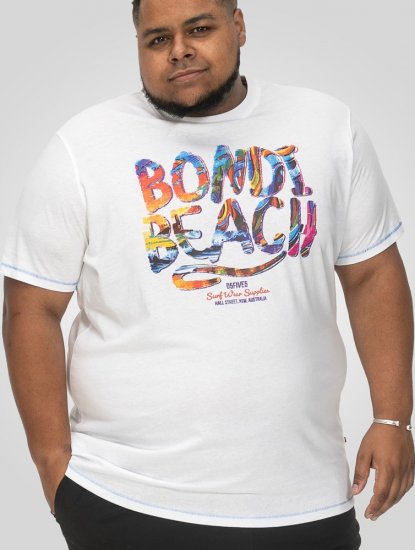 D555 SYDNEY Multi Coloured Bondi Beach Printed T-Shirt White - T-skjorter - Store T-skjorter - 2XL-14XL