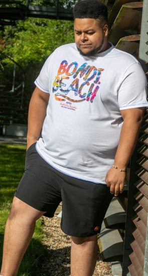 D555 SYDNEY Multi Coloured Bondi Beach Printed T-Shirt White - T-skjorter - Store T-skjorter - 2XL-14XL