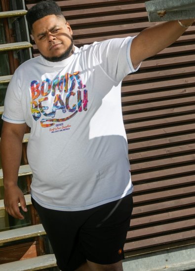 D555 SYDNEY Multi Coloured Bondi Beach Printed T-Shirt White - T-skjorter - Store T-skjorter - 2XL-14XL