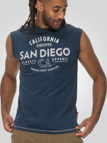 D555 Havant San Diego Printed Sleeveless T-Shirt French Navy - T-skjorter - Store T-skjorter - 2XL-14XL