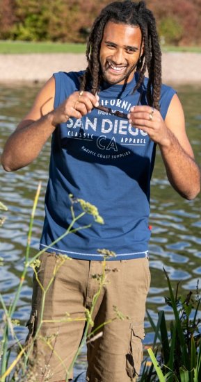 D555 Havant San Diego Printed Sleeveless T-Shirt French Navy - T-skjorter - Store T-skjorter - 2XL-14XL
