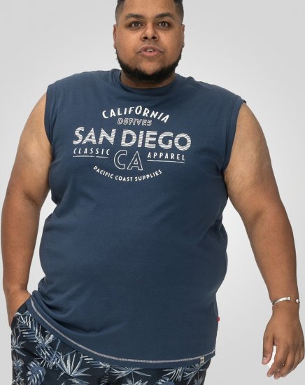D555 Havant San Diego Printed Sleeveless T-Shirt French Navy - T-skjorter - Store T-skjorter - 2XL-14XL