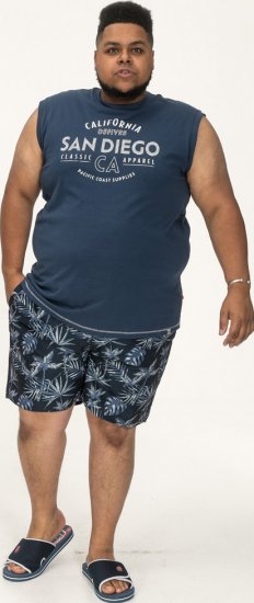 D555 Havant San Diego Printed Sleeveless T-Shirt French Navy - T-skjorter - Store T-skjorter - 2XL-14XL