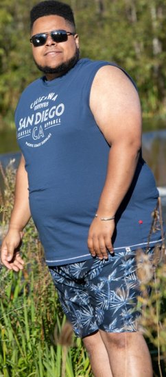 D555 Havant San Diego Printed Sleeveless T-Shirt French Navy - T-skjorter - Store T-skjorter - 2XL-14XL