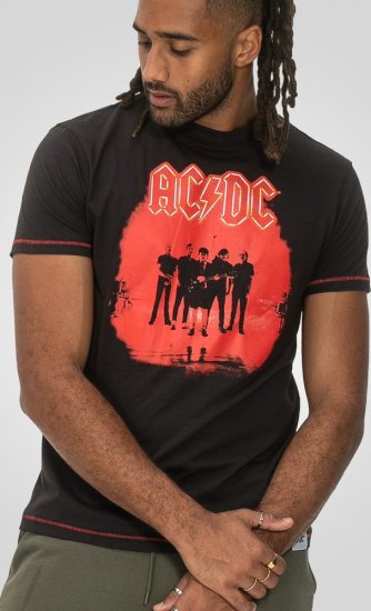 D555 Uxbridge Official AC/DC Band Printed Crew Neck T-Shirt Washed Black TALL SIZES - HERREKLÆR MT-6XLT - Klær for høye menn