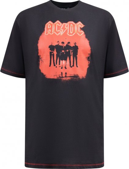 D555 Uxbridge Official AC/DC Band Printed Crew Neck T-Shirt Washed Black TALL SIZES - HERREKLÆR MT-6XLT - Klær for høye menn