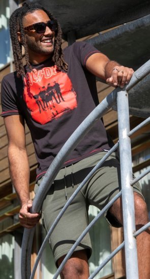 D555 Uxbridge Official AC/DC Band Printed Crew Neck T-Shirt Washed Black TALL SIZES - HERREKLÆR MT-6XLT - Klær for høye menn