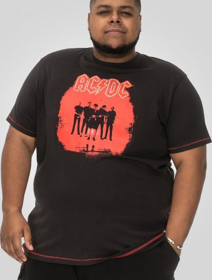 D555 Uxbridge Official AC/DC Band Printed Crew Neck T-Shirt Washed Black TALL SIZES - HERREKLÆR MT-6XLT - Klær for høye menn