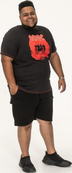 D555 Uxbridge Official AC/DC Band Printed Crew Neck T-Shirt Washed Black TALL SIZES - HERREKLÆR MT-6XLT - Klær for høye menn