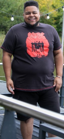 D555 Uxbridge Official AC/DC Band Printed Crew Neck T-Shirt Washed Black TALL SIZES - HERREKLÆR MT-6XLT - Klær for høye menn