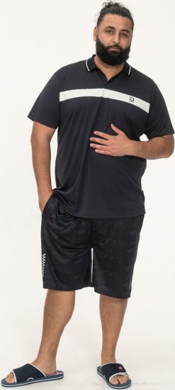 D555 Hinckley Stretch Polo With Contrast Tipping Collar Navy - Polo- & piqueskjorter - Poloskjorte i store størrelser - 2XL-8XL