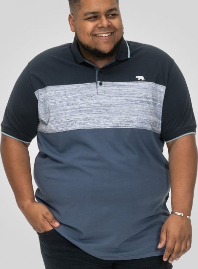 D555 Leeds Cut And Sew Polo With Jacquard Collar And Cuffs Navy - Polo- & Piqueskjorter - Poloskjorte i store størrelser - 2XL-8XL