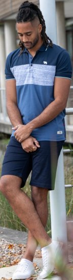 D555 Leeds Cut And Sew Polo With Jacquard Collar And Cuffs Navy - Polo- & Piqueskjorter - Poloskjorte i store størrelser - 2XL-8XL