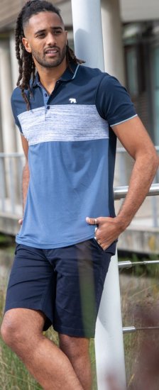 D555 Leeds Cut And Sew Polo With Jacquard Collar And Cuffs Navy - Polo- & Piqueskjorter - Poloskjorte i store størrelser - 2XL-8XL