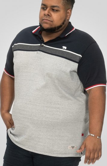 D555 Tipton Stripe Jacquard Short Sleeve Polo Navy - Polo- & piqueskjorter - Poloskjorte i store størrelser - 2XL-8XL