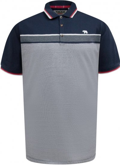 D555 Tipton Stripe Jacquard Short Sleeve Polo Navy - Polo- & piqueskjorter - Poloskjorte i store størrelser - 2XL-8XL