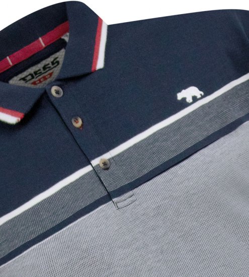 D555 Tipton Stripe Jacquard Short Sleeve Polo Navy - Polo- & piqueskjorter - Poloskjorte i store størrelser - 2XL-8XL