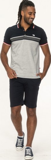 D555 Tipton Stripe Jacquard Short Sleeve Polo Navy - Polo- & piqueskjorter - Poloskjorte i store størrelser - 2XL-8XL