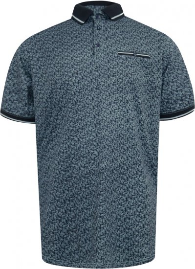 D555 Woolwich AOP Polo Shirt With Ribbed Collar Blue - Polo- & piqueskjorter - Poloskjorte i store størrelser - 2XL-8XL