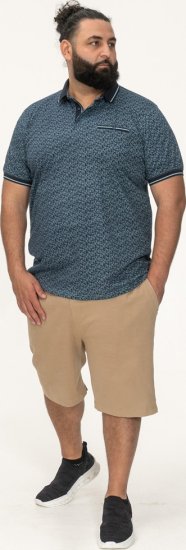 D555 Woolwich AOP Polo Shirt With Ribbed Collar Blue - Polo- & piqueskjorter - Poloskjorte i store størrelser - 2XL-8XL