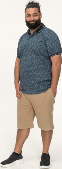 D555 Woolwich AOP Polo Shirt With Ribbed Collar Blue - Polo- & piqueskjorter - Poloskjorte i store størrelser - 2XL-8XL