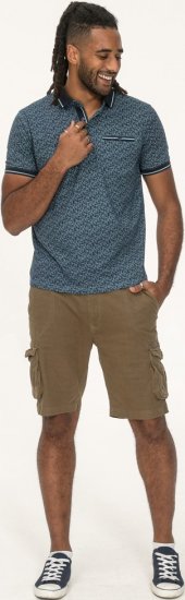 D555 Woolwich AOP Polo Shirt With Ribbed Collar Blue - Polo- & piqueskjorter - Poloskjorte i store størrelser - 2XL-8XL