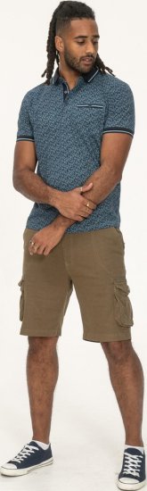 D555 Woolwich AOP Polo Shirt With Ribbed Collar Blue - Polo- & piqueskjorter - Poloskjorte i store størrelser - 2XL-8XL