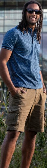 D555 Woolwich AOP Polo Shirt With Ribbed Collar Blue - Polo- & piqueskjorter - Poloskjorte i store størrelser - 2XL-8XL