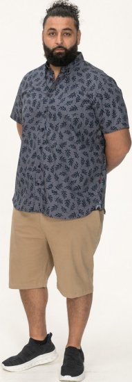 D555 Kettering Hawaiian Leaf AOP Short Sleeve Button Down Collar Shirt Denim - Skjorter - Store skjorter - 2XL-8XL