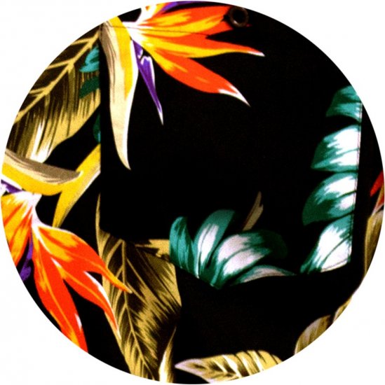 D555 Selby Hawaiian AOP Short Sleeve Revere Collar Shirt Black - Skjorter - Store skjorter - 2XL-8XL