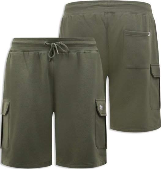 D555 Wigan 1 Elasticated Waist Fleece Cargo Shorts Khaki - Sweatbukser og-shorts - Sweatbukser og Sweatshorts 2XL-12XL