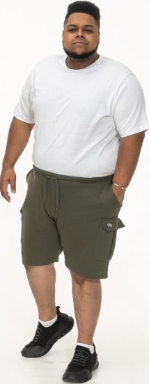 D555 Wigan 1 Elasticated Waist Fleece Cargo Shorts Khaki - Sweatbukser og-shorts - Sweatbukser og Sweatshorts 2XL-12XL